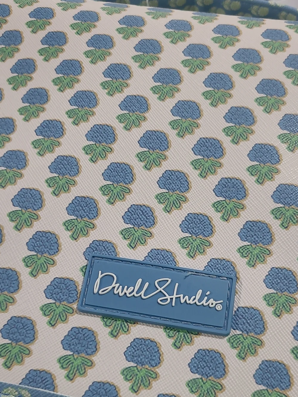 Block Printed Blue Floral Hanging Cosmetic Bag Organizer - NWT